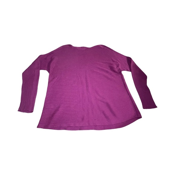 Eileen Fisher Womens Sz L Ribbed Purple Oversized Sustainable Silk Sweater, EUC - Picture 4 of 6